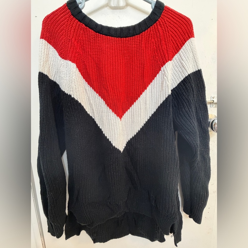 Express Red, White, and Black Chevron Sweater